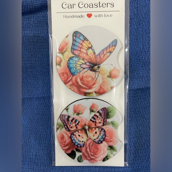 Butterfly car coaster set of 2 - Picture 1 of 1